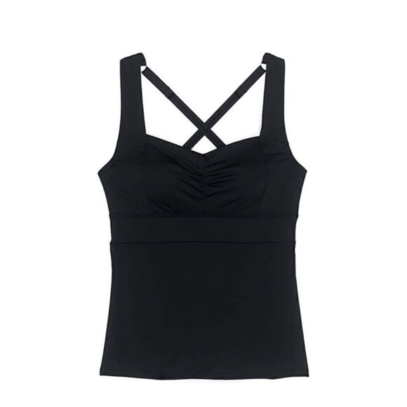 Land’s End square neck cross back soft cup tankini top adjustable black 8 - Picture 1 of 1